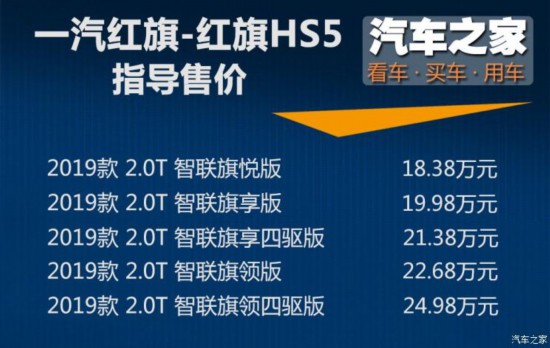 一汽紅旗 紅旗HS5 2019款 2.0T 智聯(lián)旗領四驅版